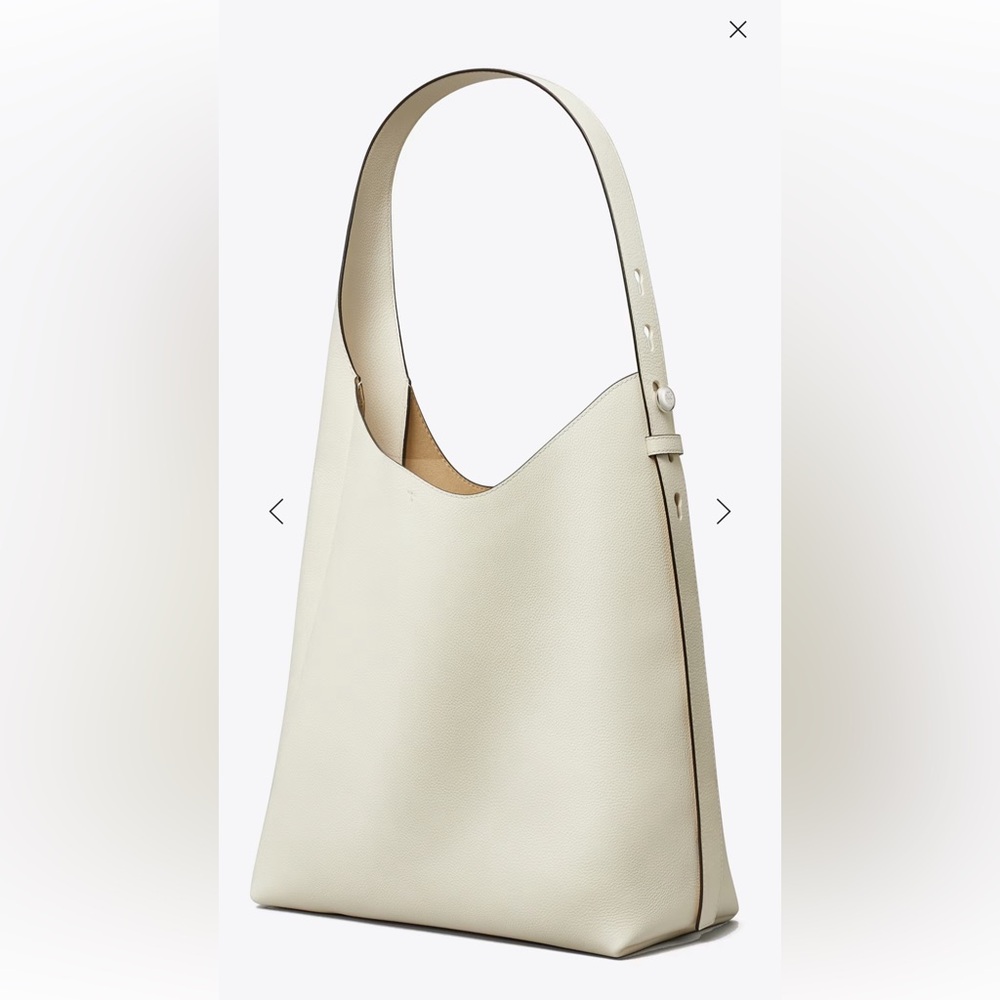 Tory Burch Cream Leather Romy Hobo Shoulder Bag Large never used
